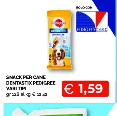 Snack per cane Dentastix Pedigree vari tipi