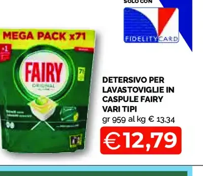 Detersivo per lavastoviglie in capsule Fairy vari tipi