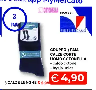 Gruppo 3 paia calze corte uomo CotoneLLA