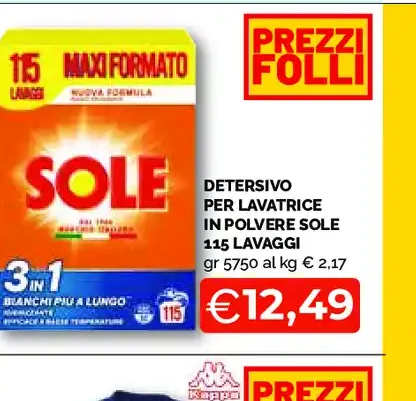 Detersivo per lavatrice in polvere Sole 115 lavaggi
