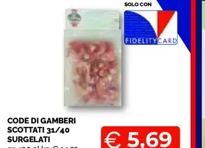 Code di gamberi scottati surgelati
