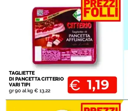 Tagliette di pancetta Citterio vari tipi