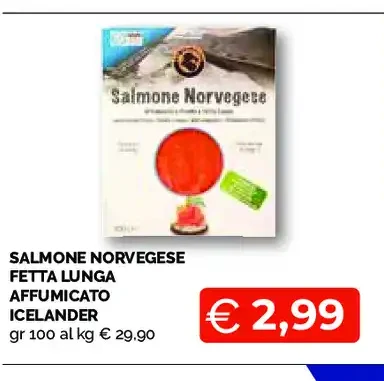 Salmone norvegese fetta lunga affumicato Icelander
