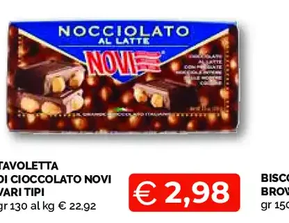 Tavoletta di cioccolato Novi vari tipi