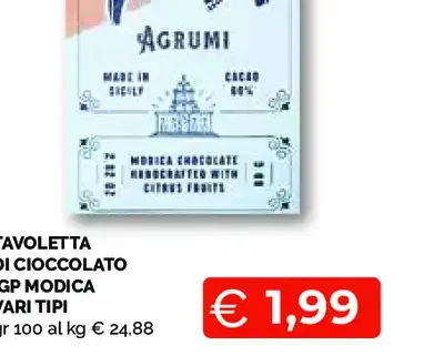 Tavoletta di cioccolato IGP Modica vari tipi