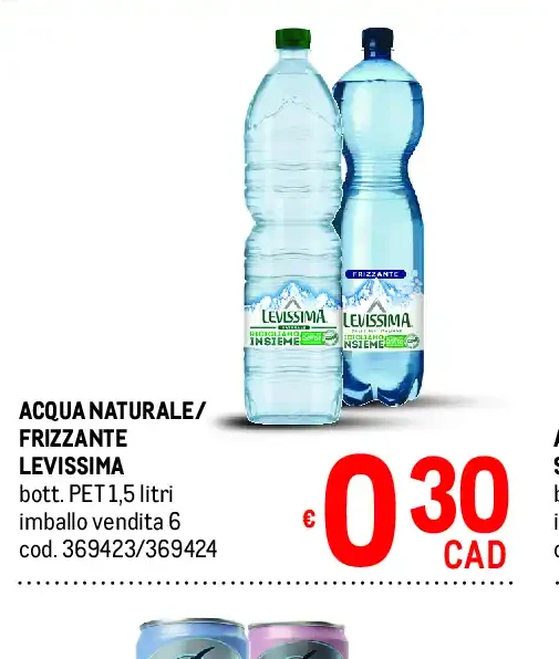 Acqua naturale/frizzante Levissima