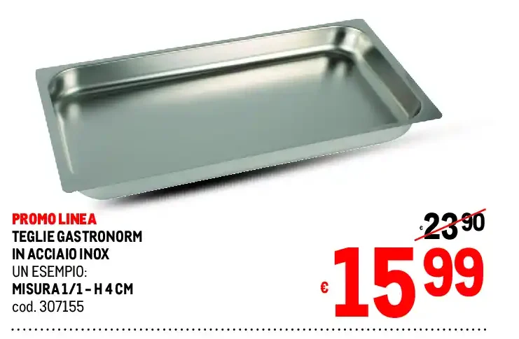 Teglia Gastronorm in acciaio inox