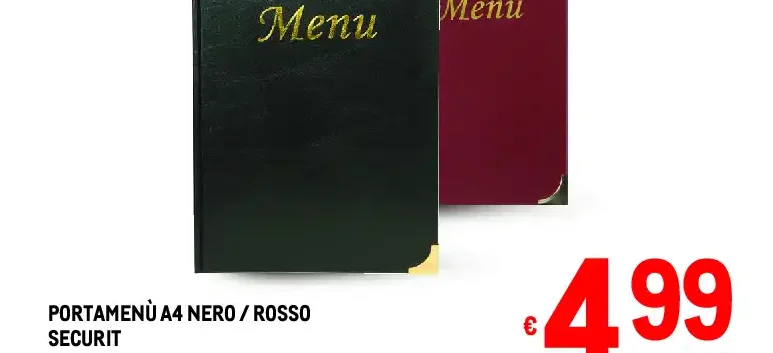 Portamenù A4 nero/rosso Securit