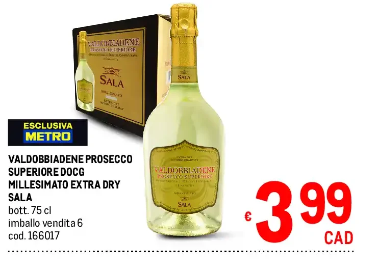 Valdobbiadene Prosecco Superiore DOCG Millesimato Extra Dry Sala