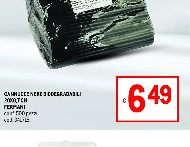 Cannucce nere biodegradabili 20x0,7 cm Fermani