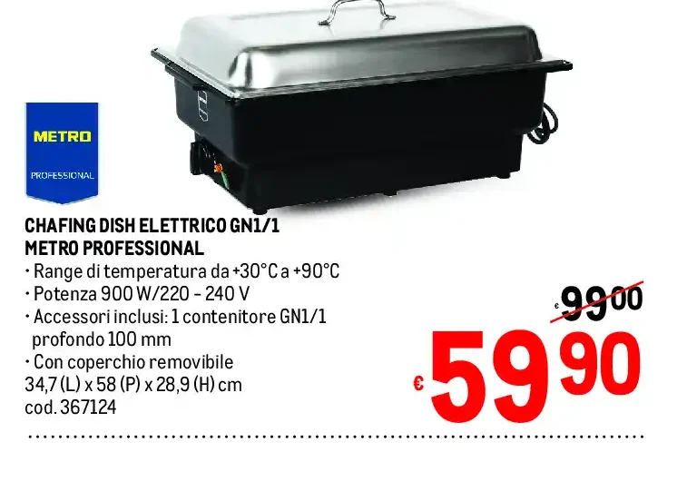 Chafing dish elettrico GN1/1