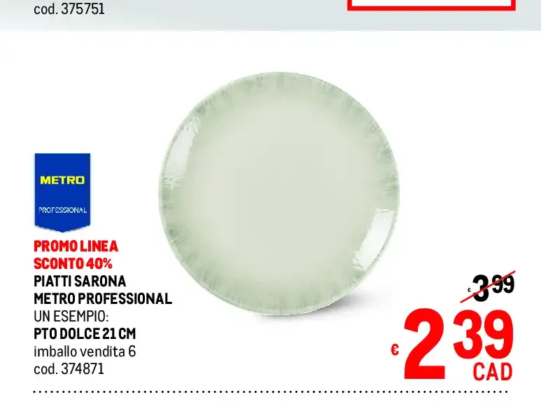 Piatto dolce 21 cm