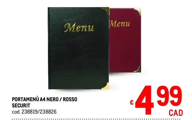 Portamenù A4 nero/rosso