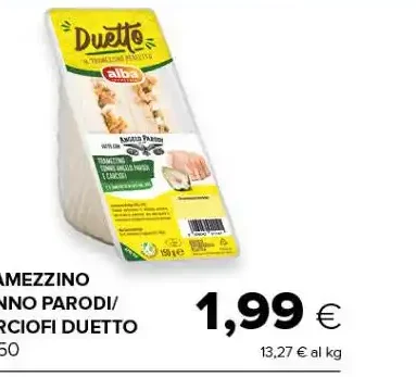 Tramezzino tonno parodi/carciofi duetto