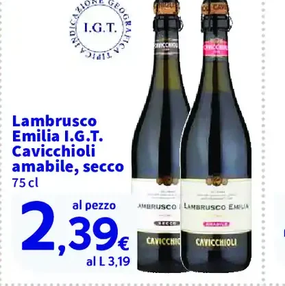 Lambrusco Emilia I.G.T. Cavicchioli amabile, secco