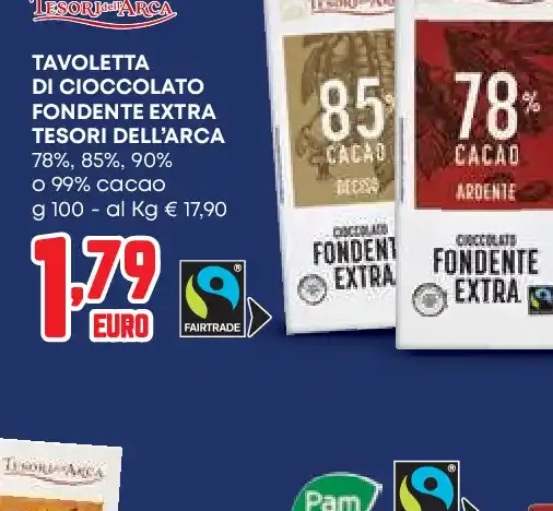 Tavoletta di cioccolato fondente extra Tesori dell'Arca