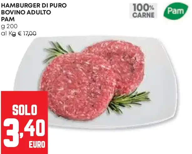 Hamburger di puro bovino adulto Pam