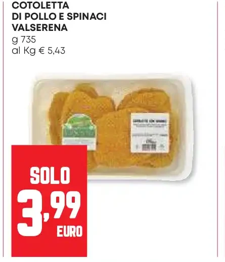 Cotoletta di pollo e spinaci Valserena