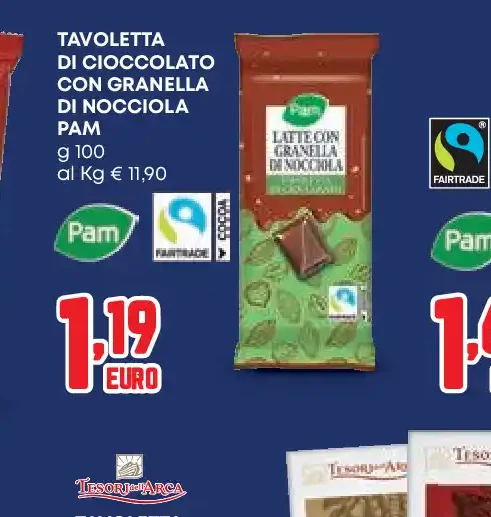 Tavoletta di cioccolato con granella di nocciola Pam