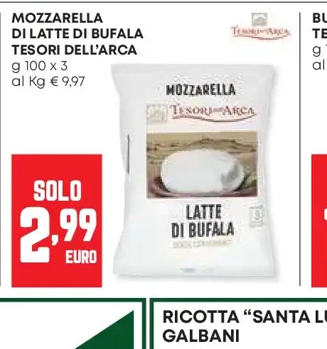 Mozzarella di latte di bufala Tesori dell'Arca