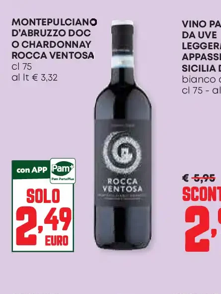 Montepulciano d'Abruzzo DOC o Chardonnay Rocca Ventosa