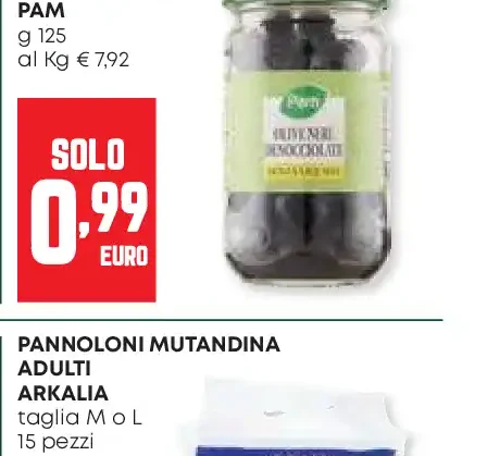 Olive nere denocciolate senza liquido Pam