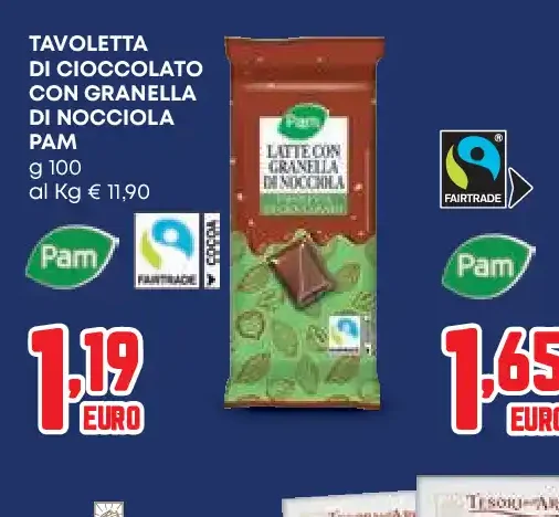 Tavoletta di cioccolato con granella di nocciola Pam