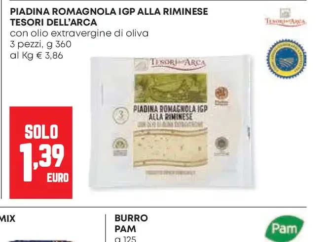 Piadina romagnola IGP alla riminese Tesori dell'Arca