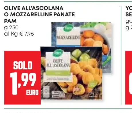 Olive all'ascolana o mozzarelline panate Pam