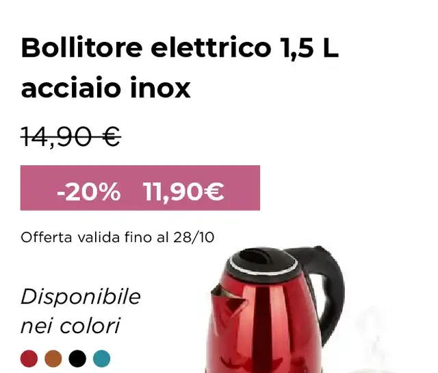 bollitore elettrico acciaio inox