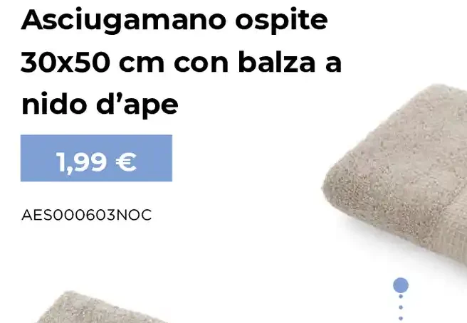 Asciugamano ospite 30x50 cm con balza a nido d’ape