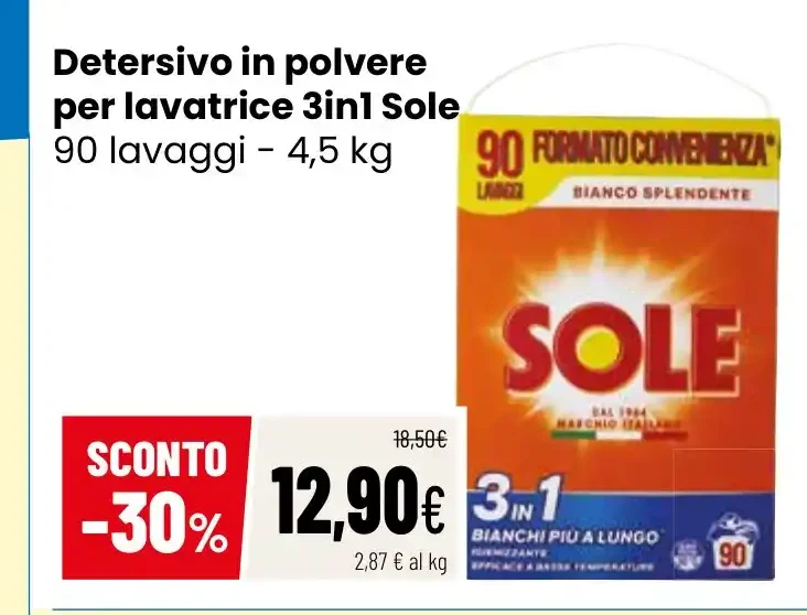Detersivo in polvere per lavatrice 3 in 1 Sole