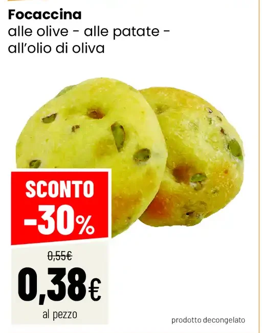 Focaccina alle olive, alle patate, all’olio di oliva
