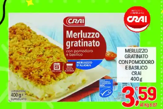 Merluzzo gratinato con pomodoro e basilico