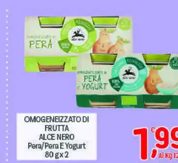 Omogeneizzato di frutta Alce Nero pera/pera e yogurt