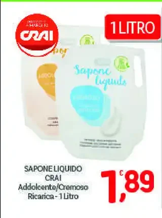 Sapone liquido Crai Adolciente/Cremoso Ricambio