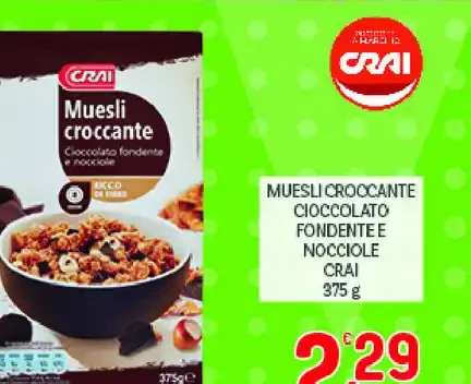 Muesli croccante cioccolato fondente e nocciole Crai