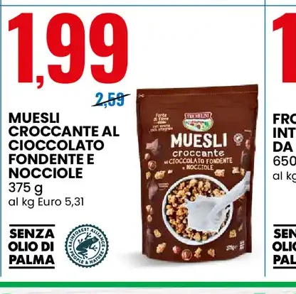 Muesli croccante al cioccolato fondente e nocciole