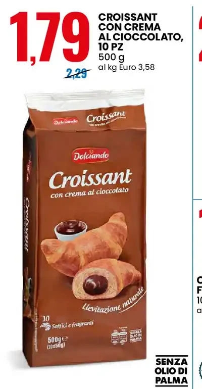 Croissant con crema al cioccolato