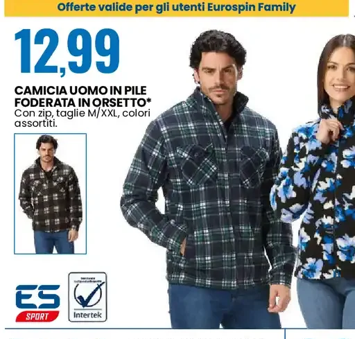 Camicia uomo in pile foderata in orsetto