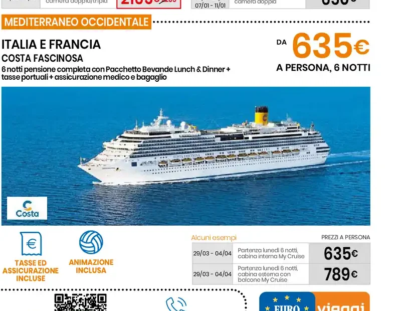Costa Fascinosa, Italia e Francia