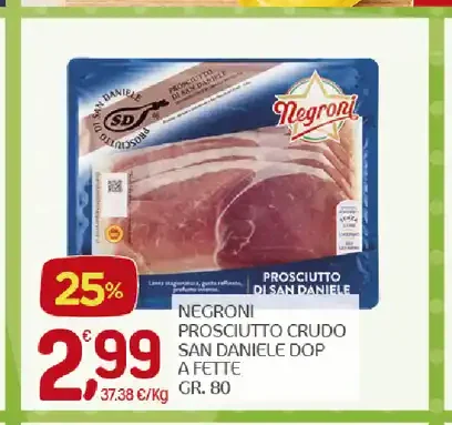Prosciutto crudo San Daniele DOP a fette