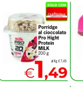 Porridge al cioccolato Pro High Protein Milk