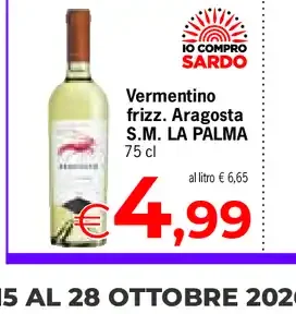 Vermentino frizzante AragoSta S.M. La Palma