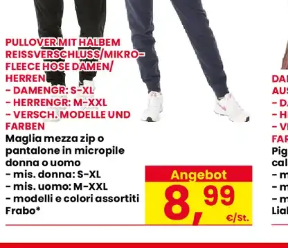 Maglia mezza zip o pantalone micropile