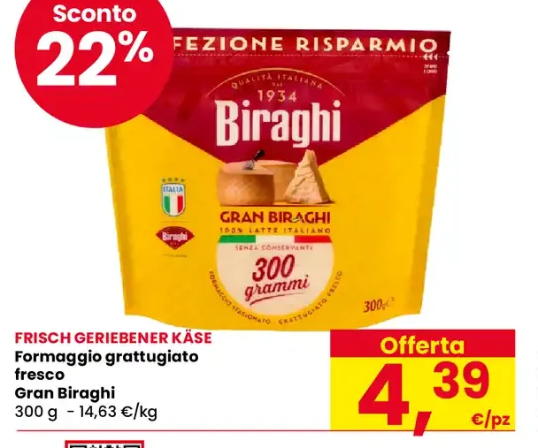 Formaggio grattugiato fresco Gran Biraghi