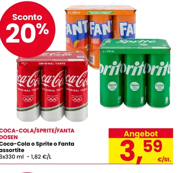 Coca-Cola o Sprite o Fanta assortite