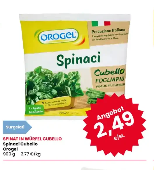 Spinaci in cubetti