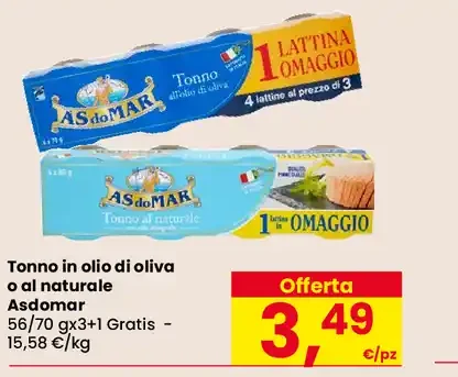 Tonno in olio di oliva o al naturale Asdomar