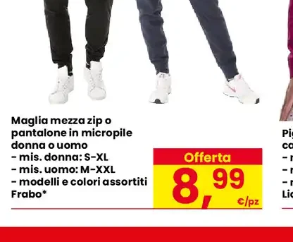 Maglia mezza zip o pantalone in micropile